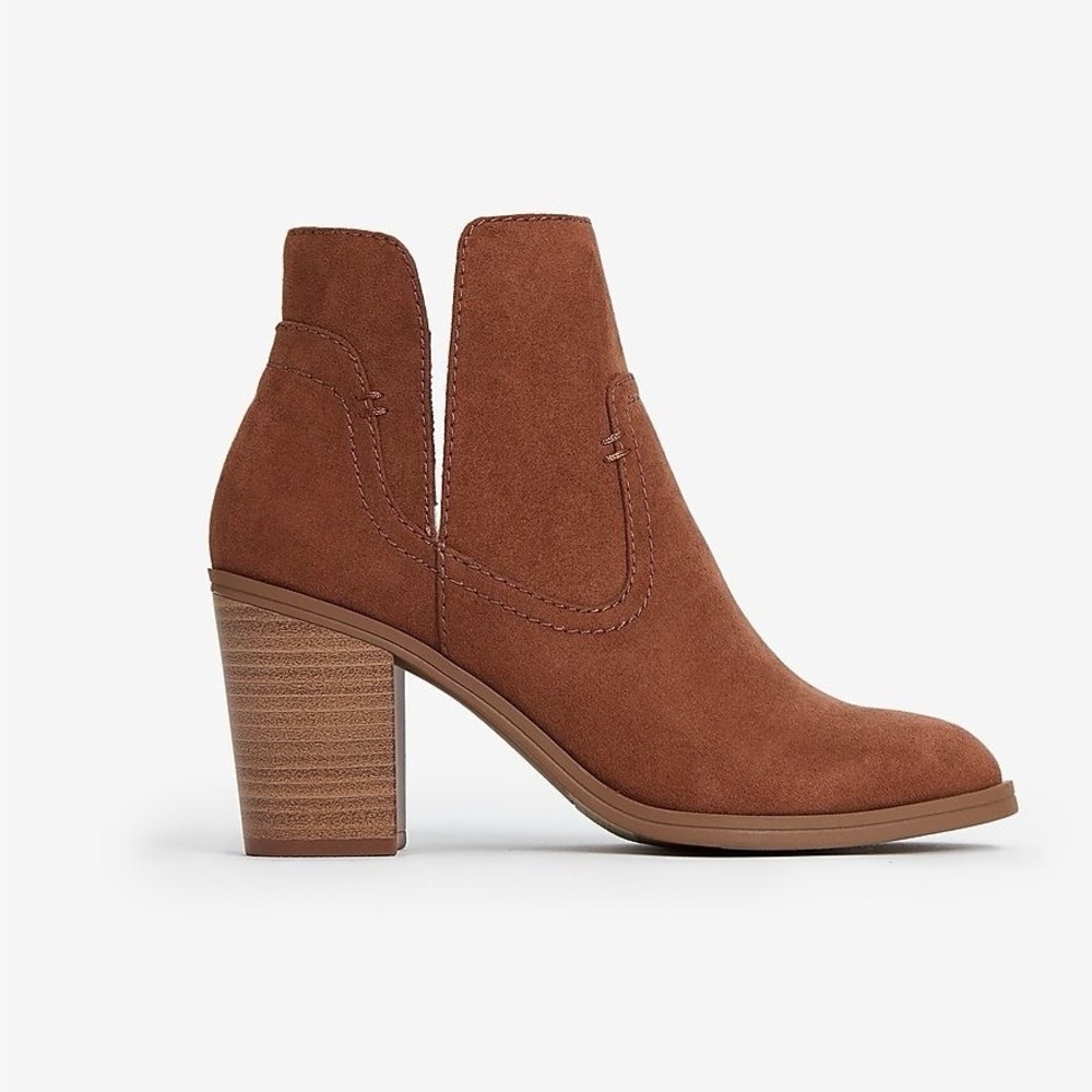 Express High Side Slit Booties in Brown
